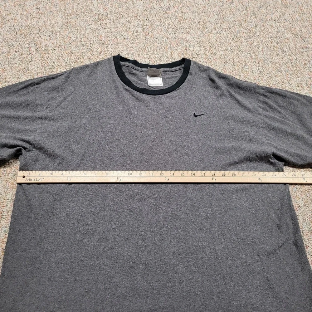 Nike Shirt Mens XL Gray Ringer Vintage Made in USA Embroidered Swoosh Streetwear